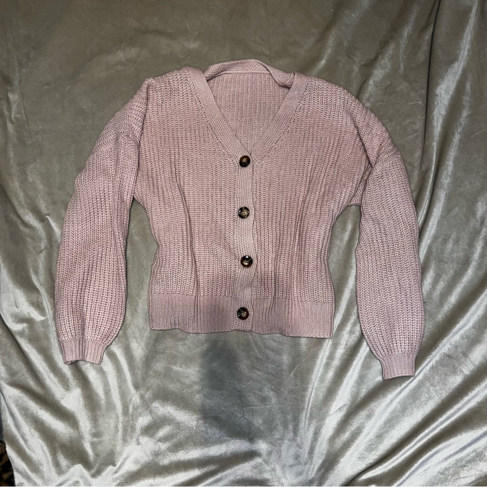 Pink Button Up Cardigan Size: 3XL